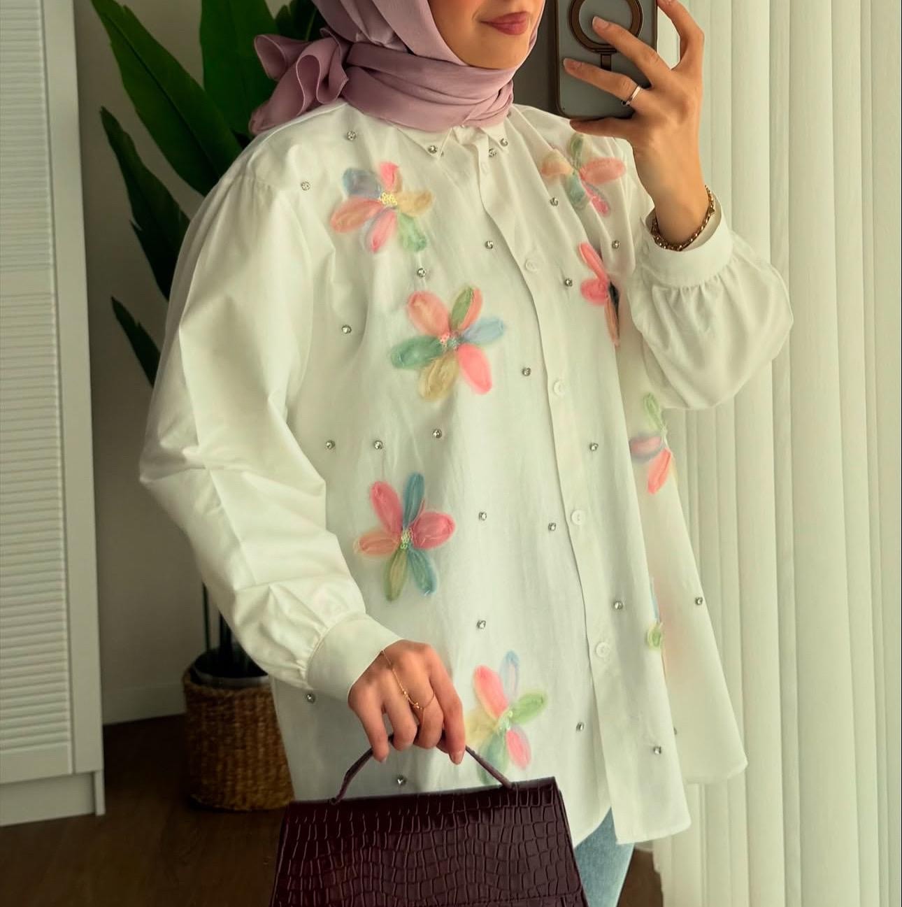 Pembe Çiçek Gömlek