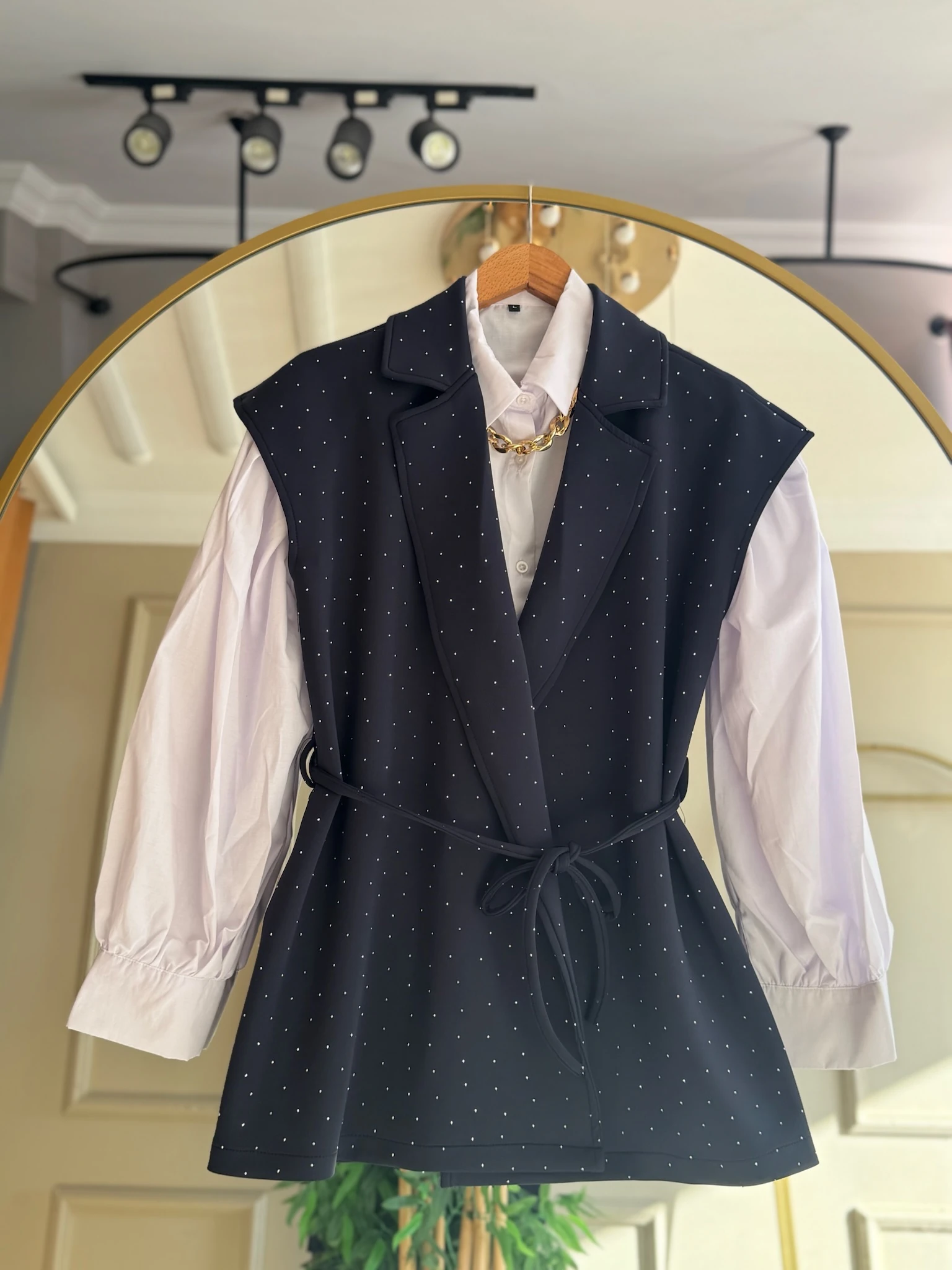 Taşlı Yelek Lacivert 