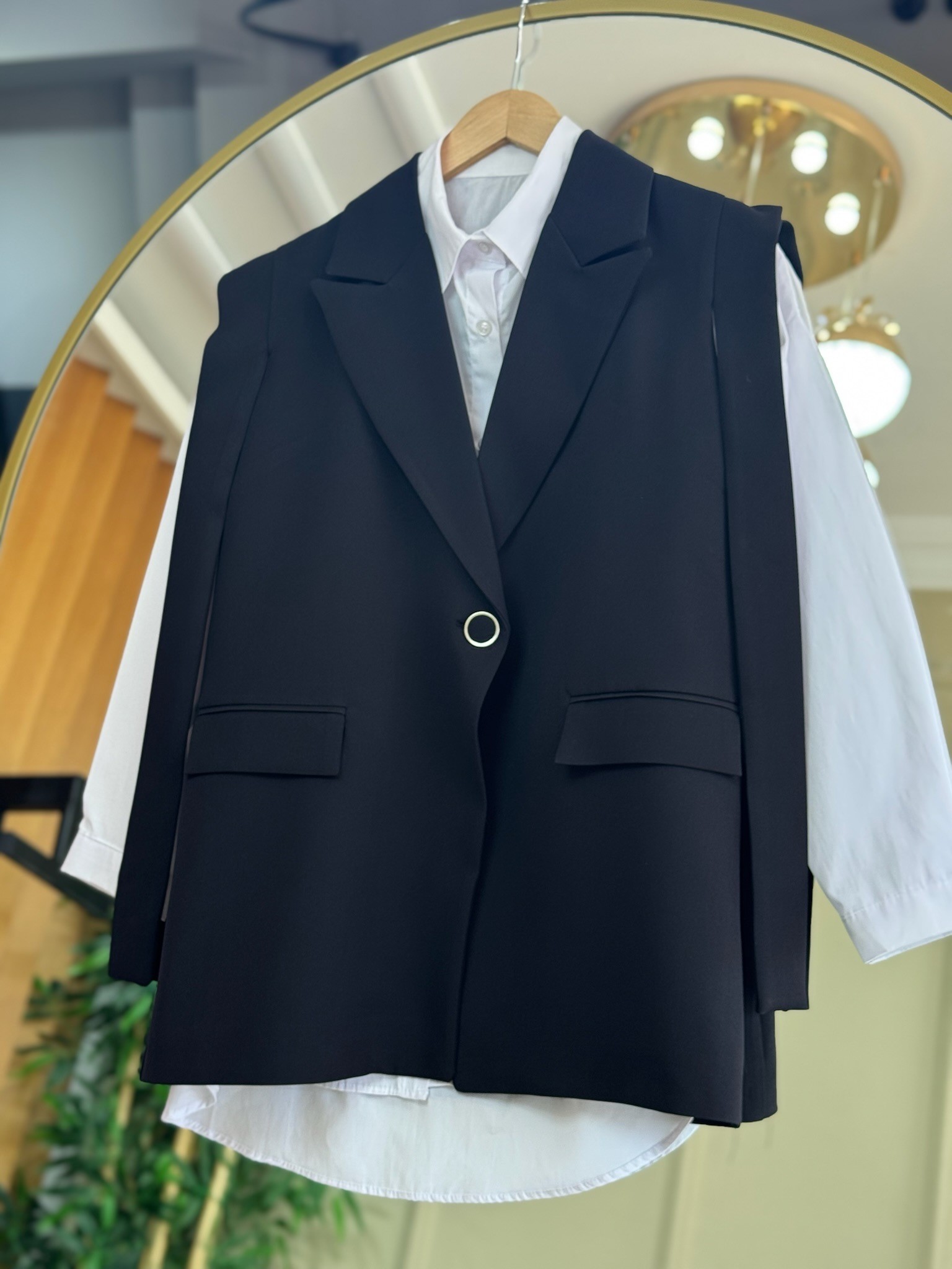 Siyah Blazer Yelek