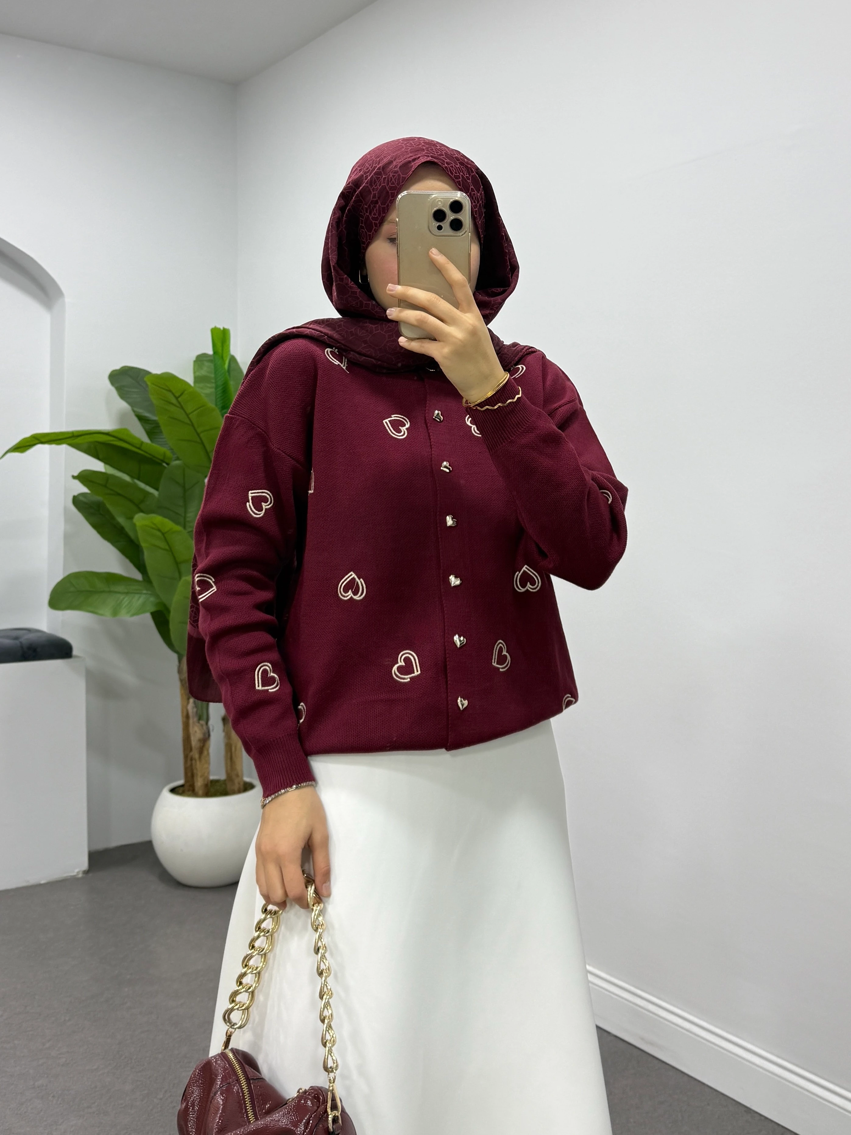 Şevval Hırka Bordo 