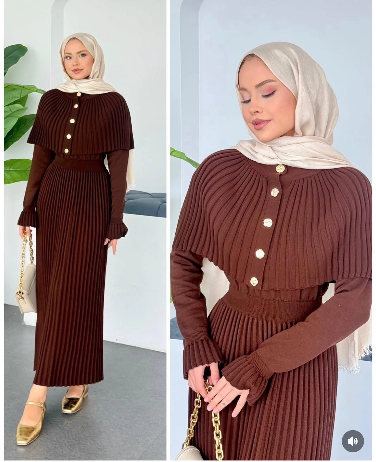 Pelerin Elbise Kahve 