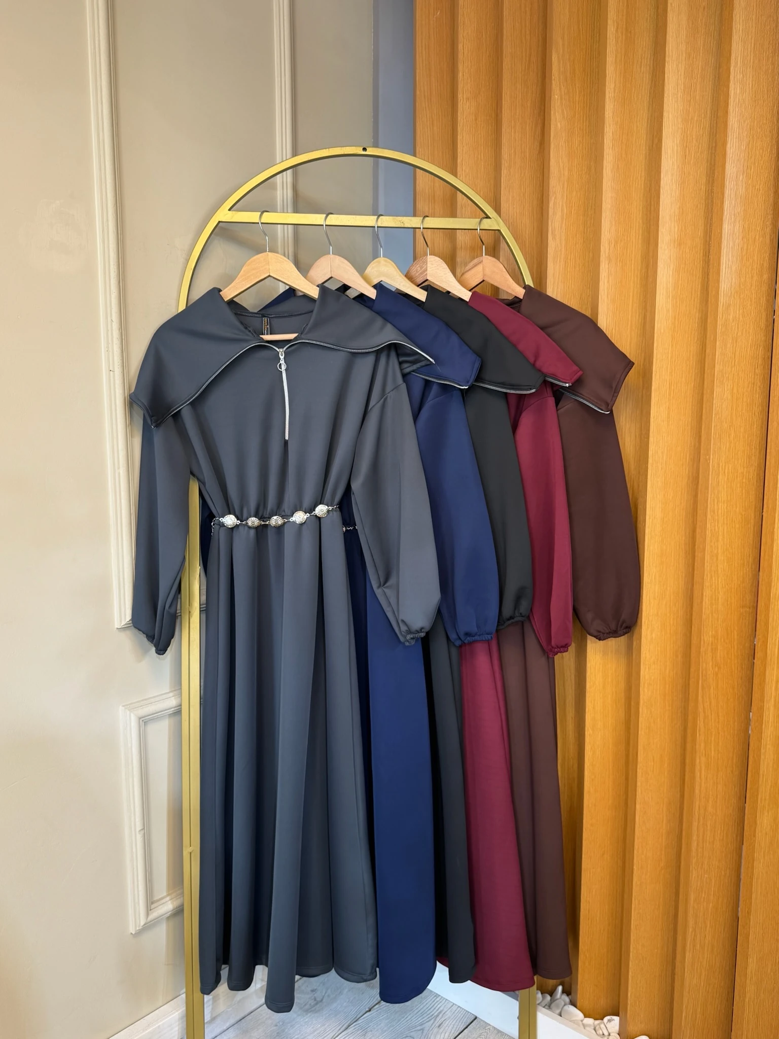 Fermuarlı Elbise Antrasit 