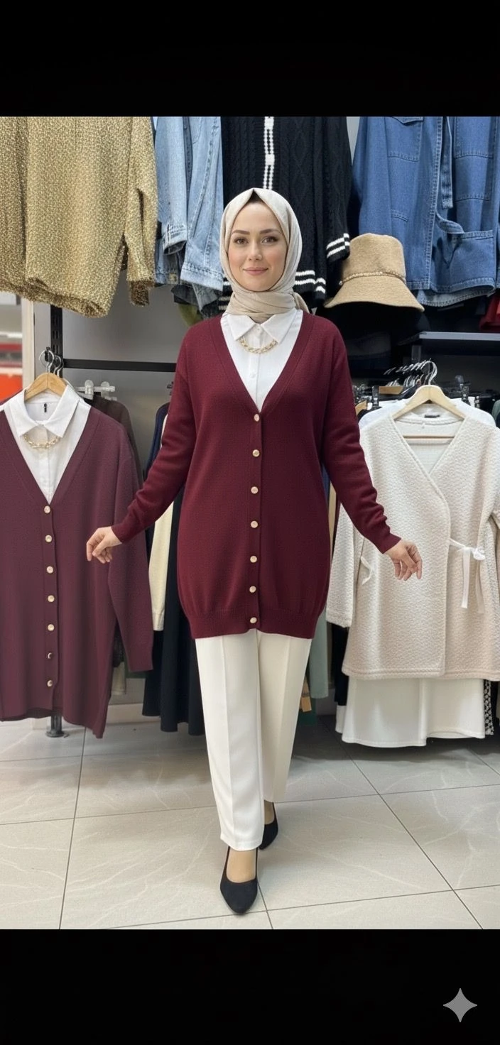 Binnur Hırka Bordo 