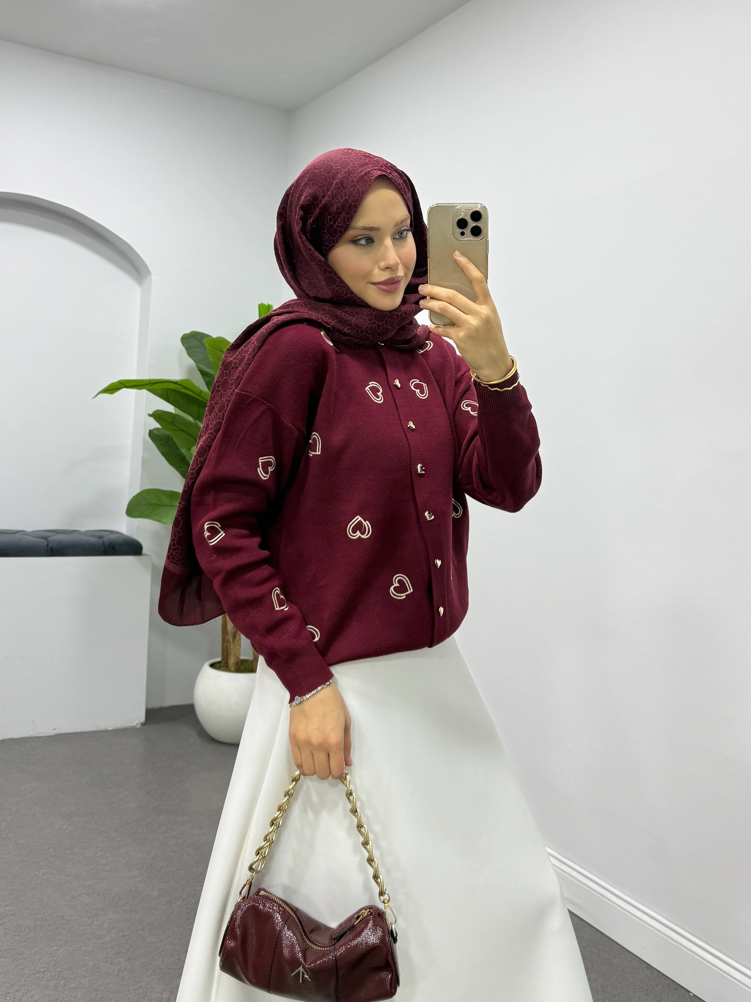 Şevval Hırka Bordo 