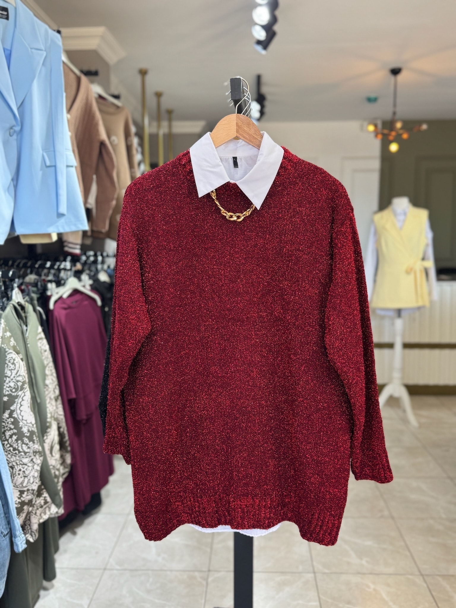 Simli Tunik Bordo