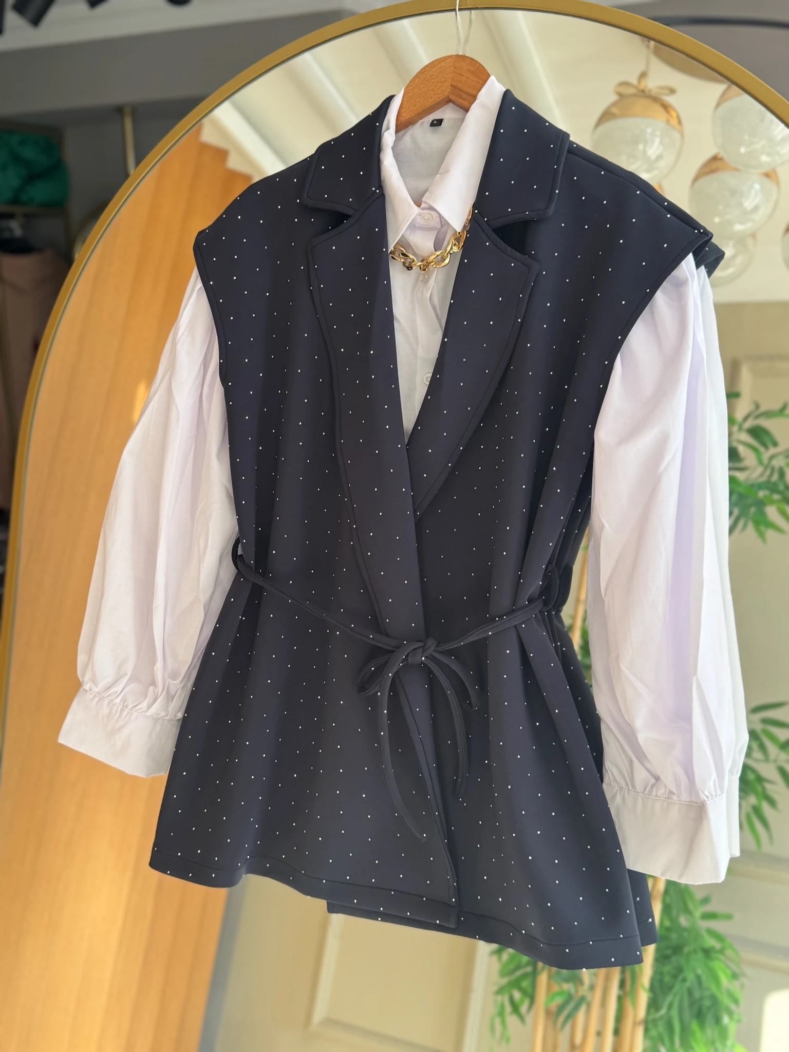 Taşlı Yelek Lacivert 