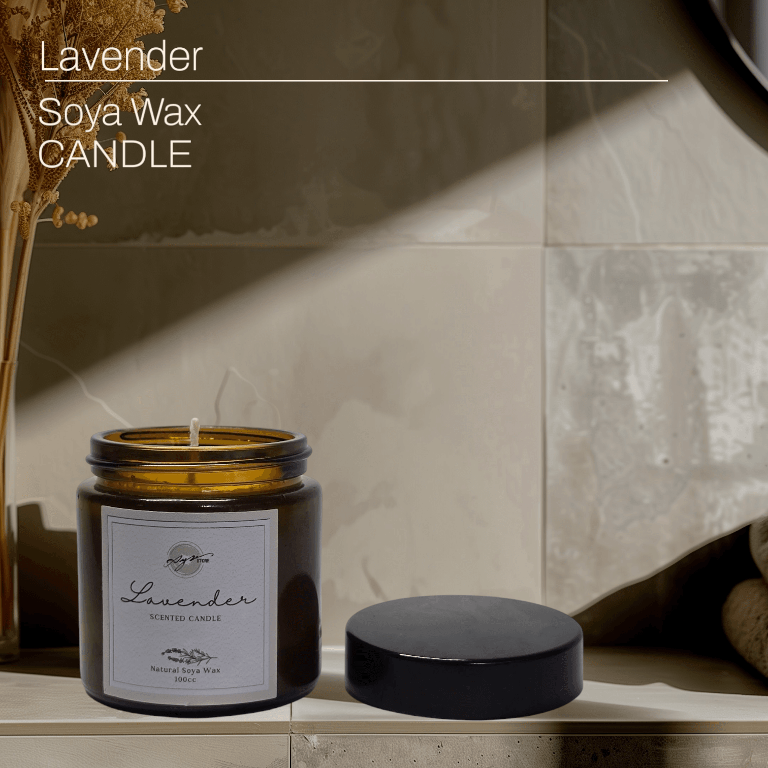 Doğal Soya Wax Lavanta Esanslı El Yapımı Mum – 100cc