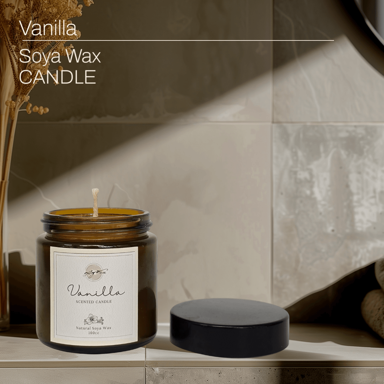 Doğal Soya Wax Vanilya Esanslı El Yapımı Mum – 100cc