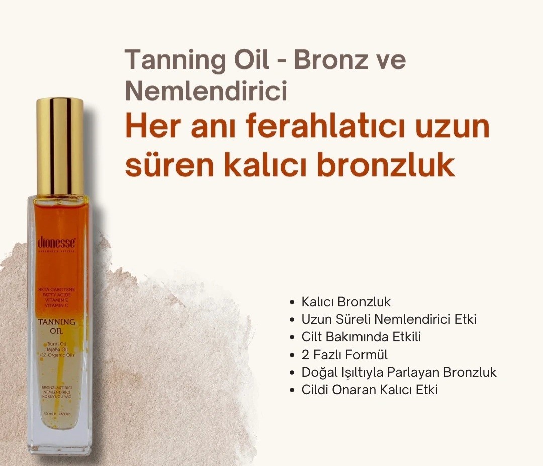 Bronzlaştırıcı Yağ 50 ml - Nemlendirme ve Kalıcı Bronzluk İçin Cilt Koruyucu 2 Fazlı Formül