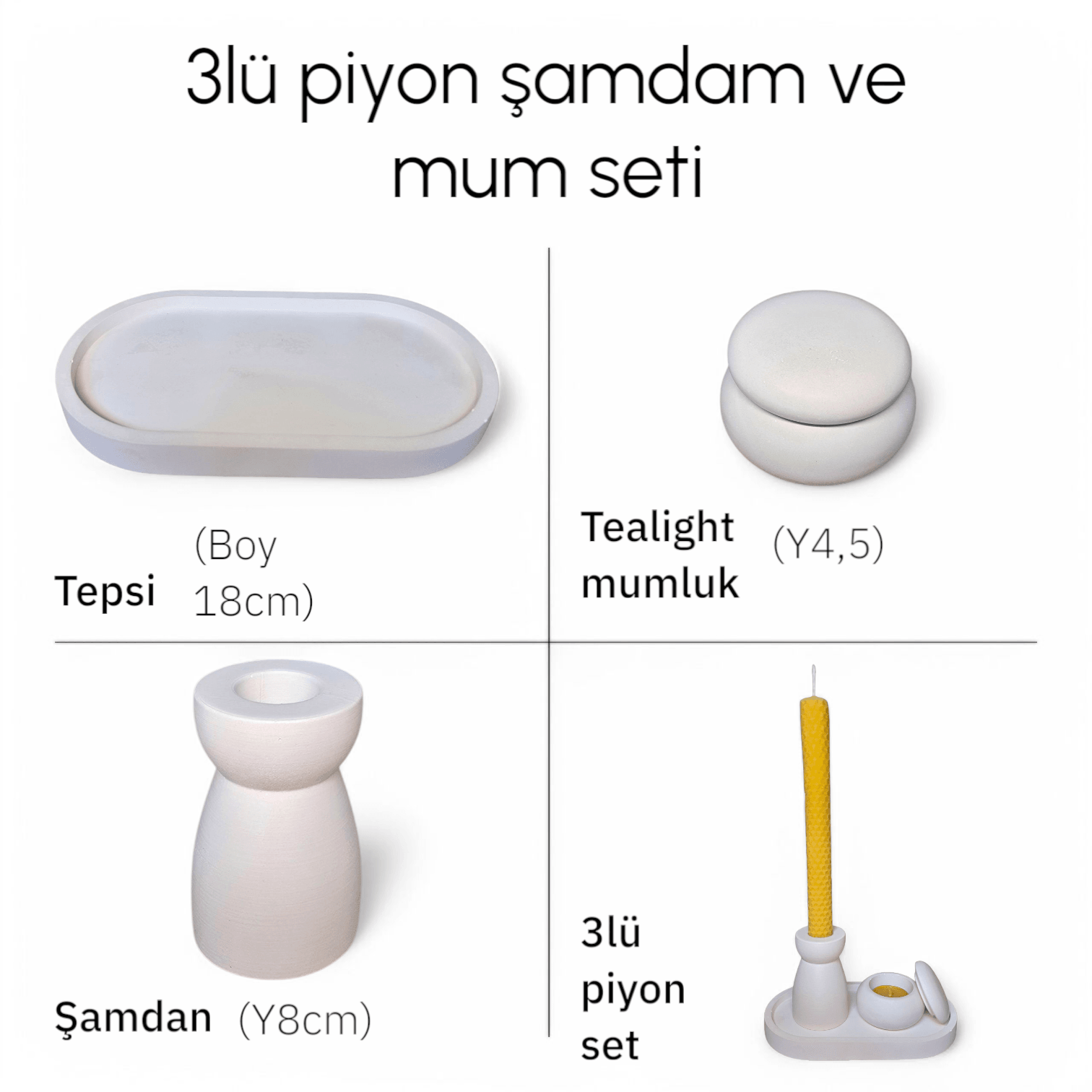Beton 3'lü Piyon Set