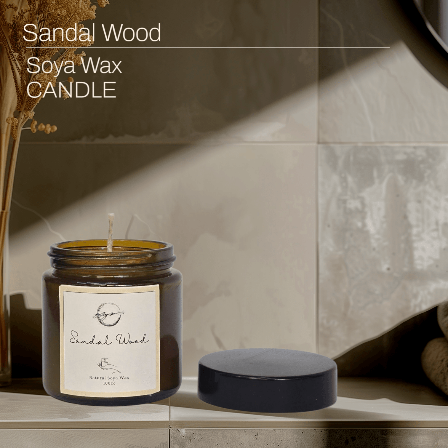 Doğal Soya Wax Sandal Ağacı (Sandalwood) Esanslı El Yapımı Mum – 100cc
