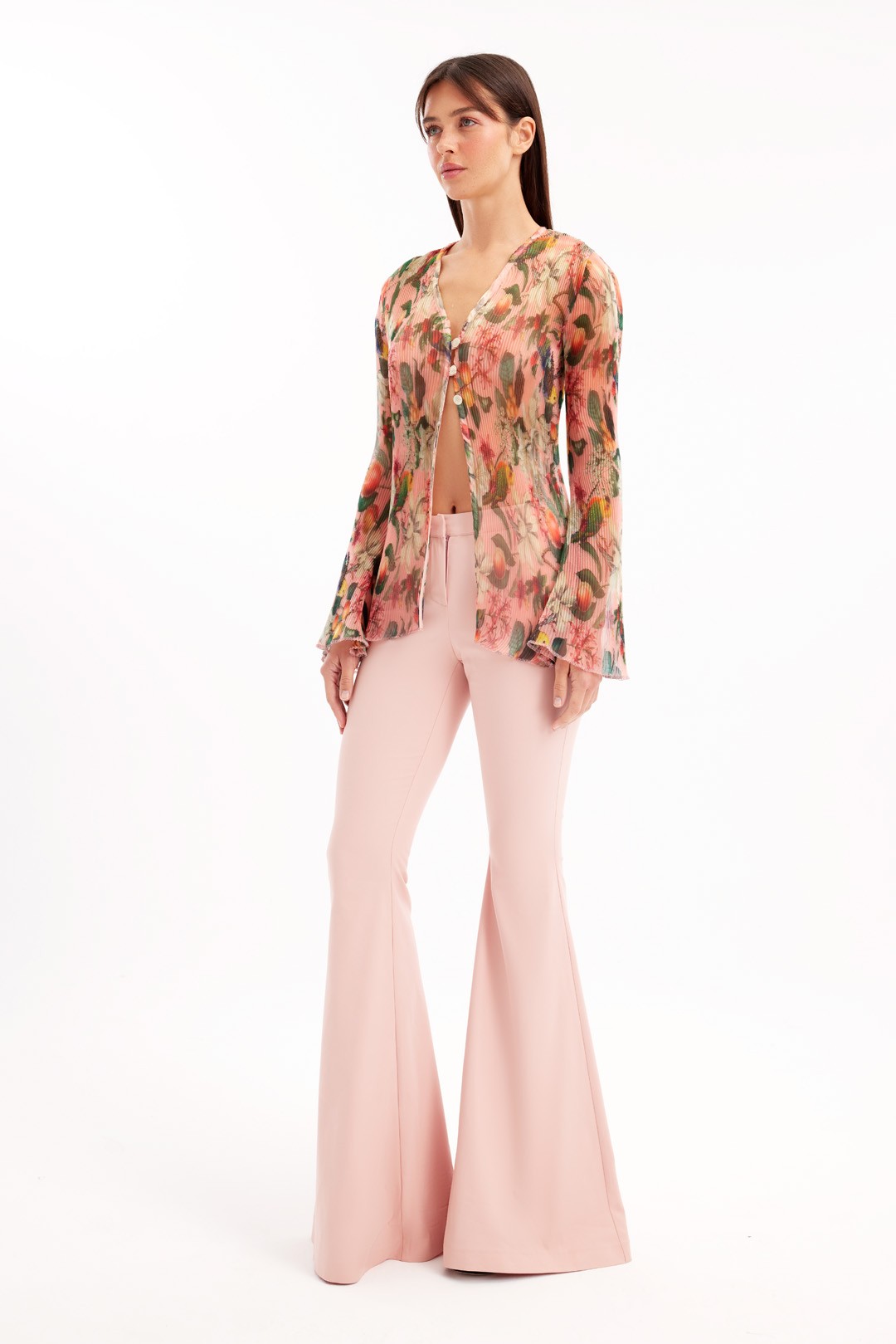 Koko - Long Sleeved Shirt with Flower Details - Multicolor