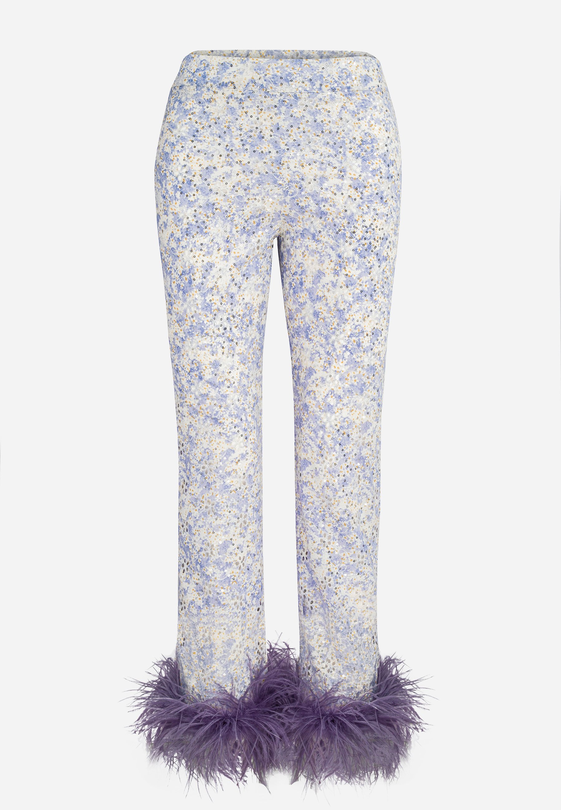 Lavander - Trousers with Feather Trim