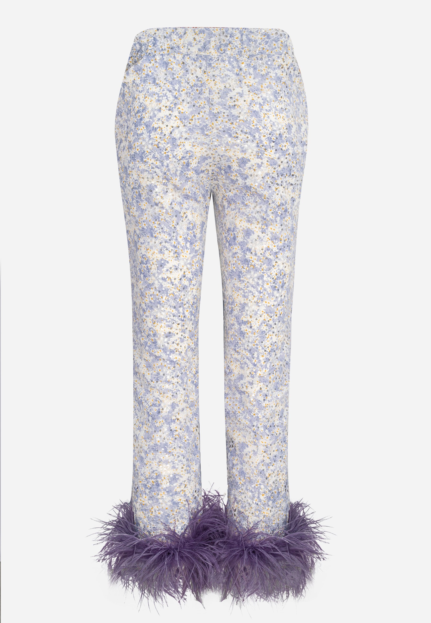 Lavander - Trousers with Feather Trim