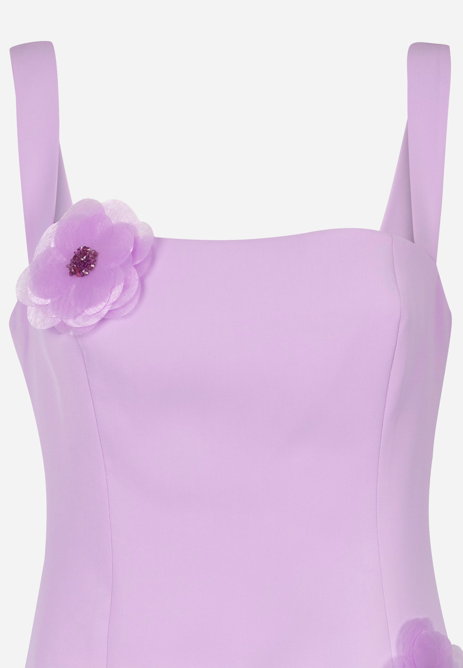 Aster - Square Neck Mini Dress with Lilac Flower Details