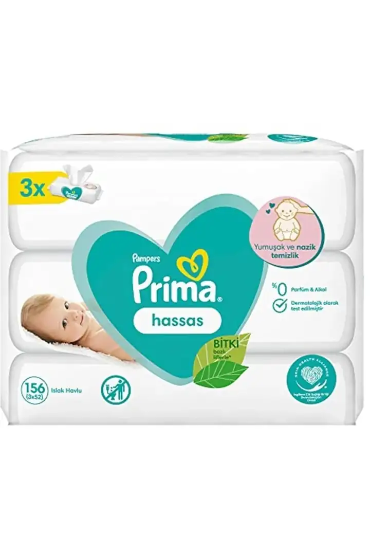 Prima hassas ıslak havlu, 3 paket 52 yaprak