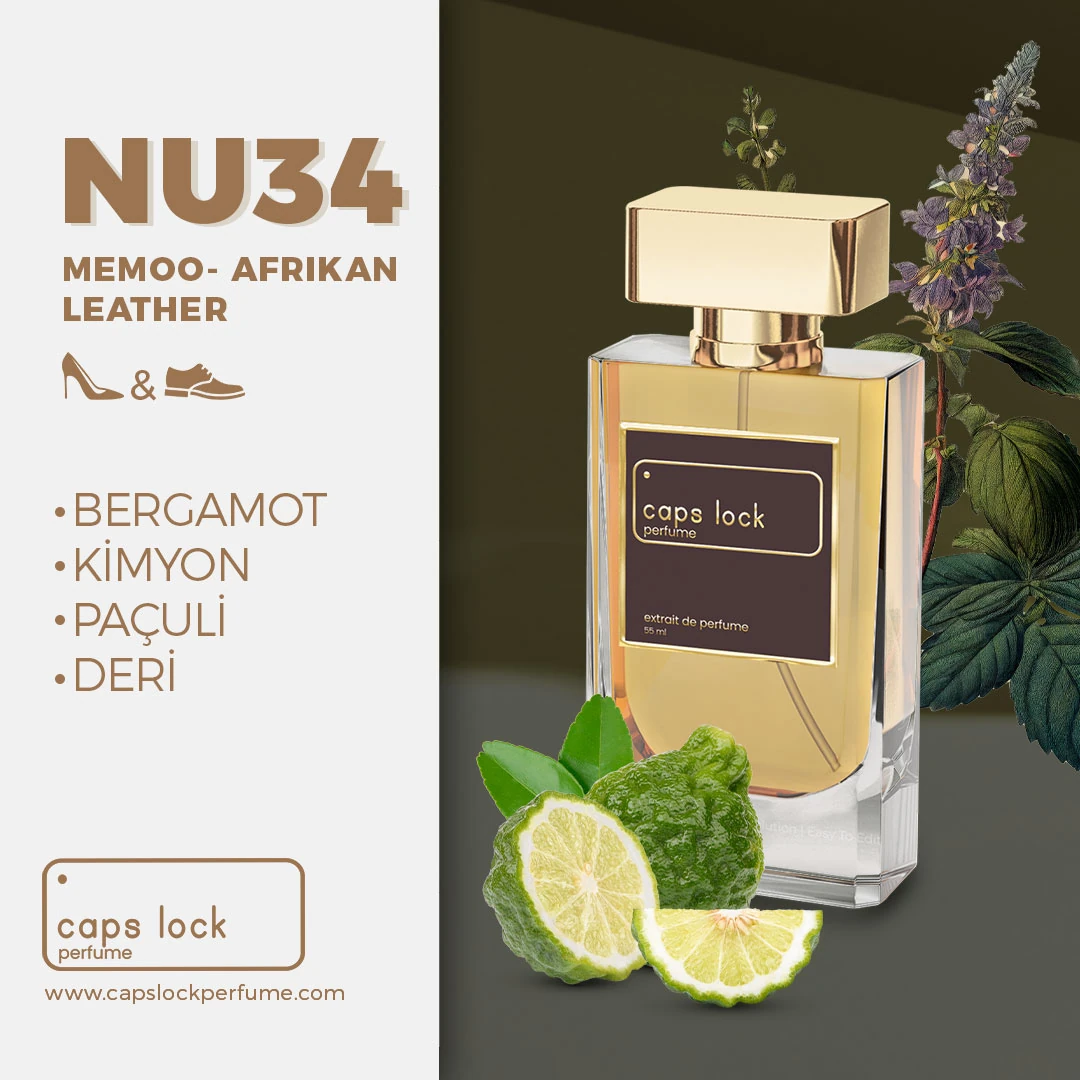 NU34 - CAPS LOCK Perfume (Memo-African Leather Muadili) 60 ml.
