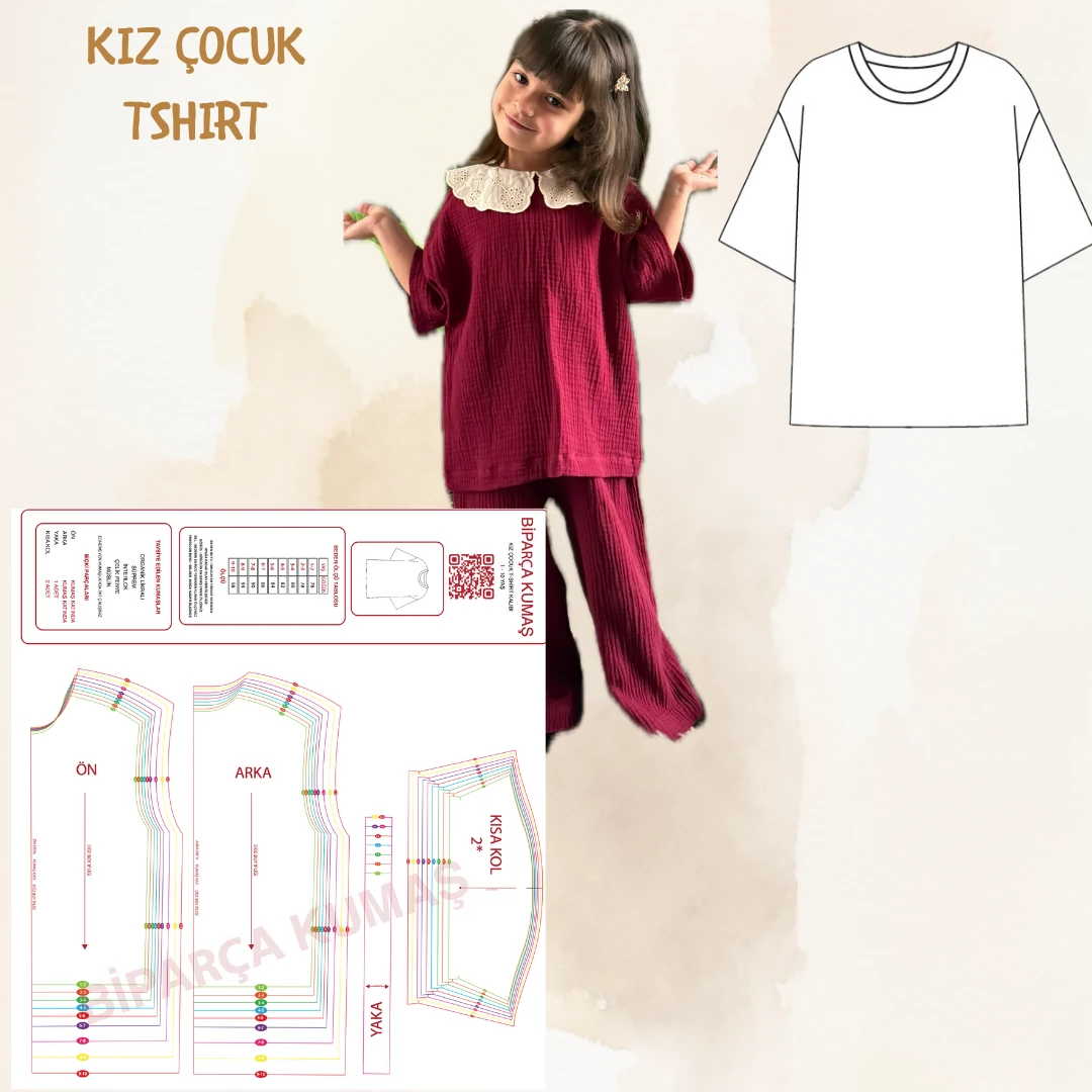 KIZ ÇOCUK TİŞÖRT KALIBI (OVERSİZE)