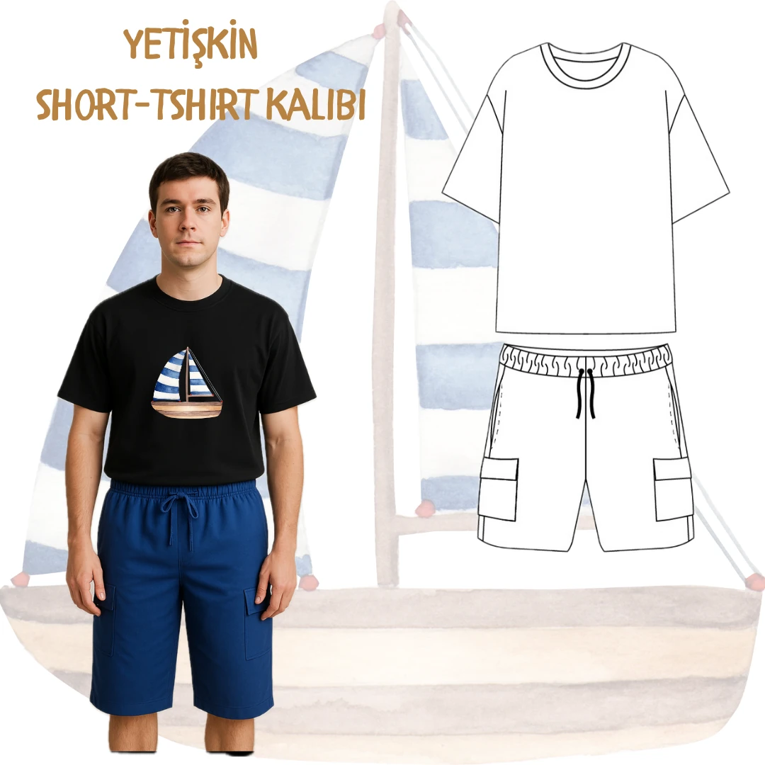 YETİŞKİN ERKEK TİŞÖRT-ŞORT KALIBI