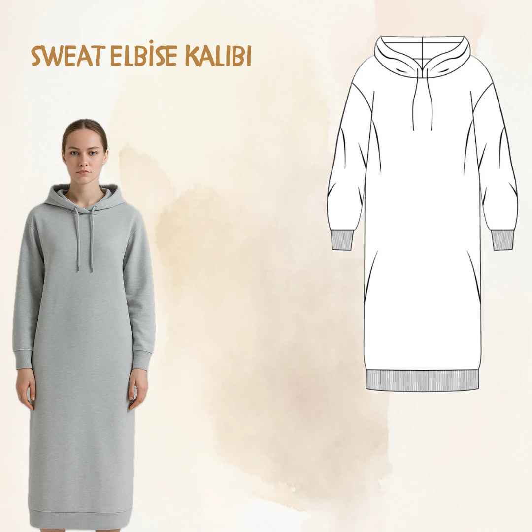 KADIN SWEAT ELBİSE KALIBI