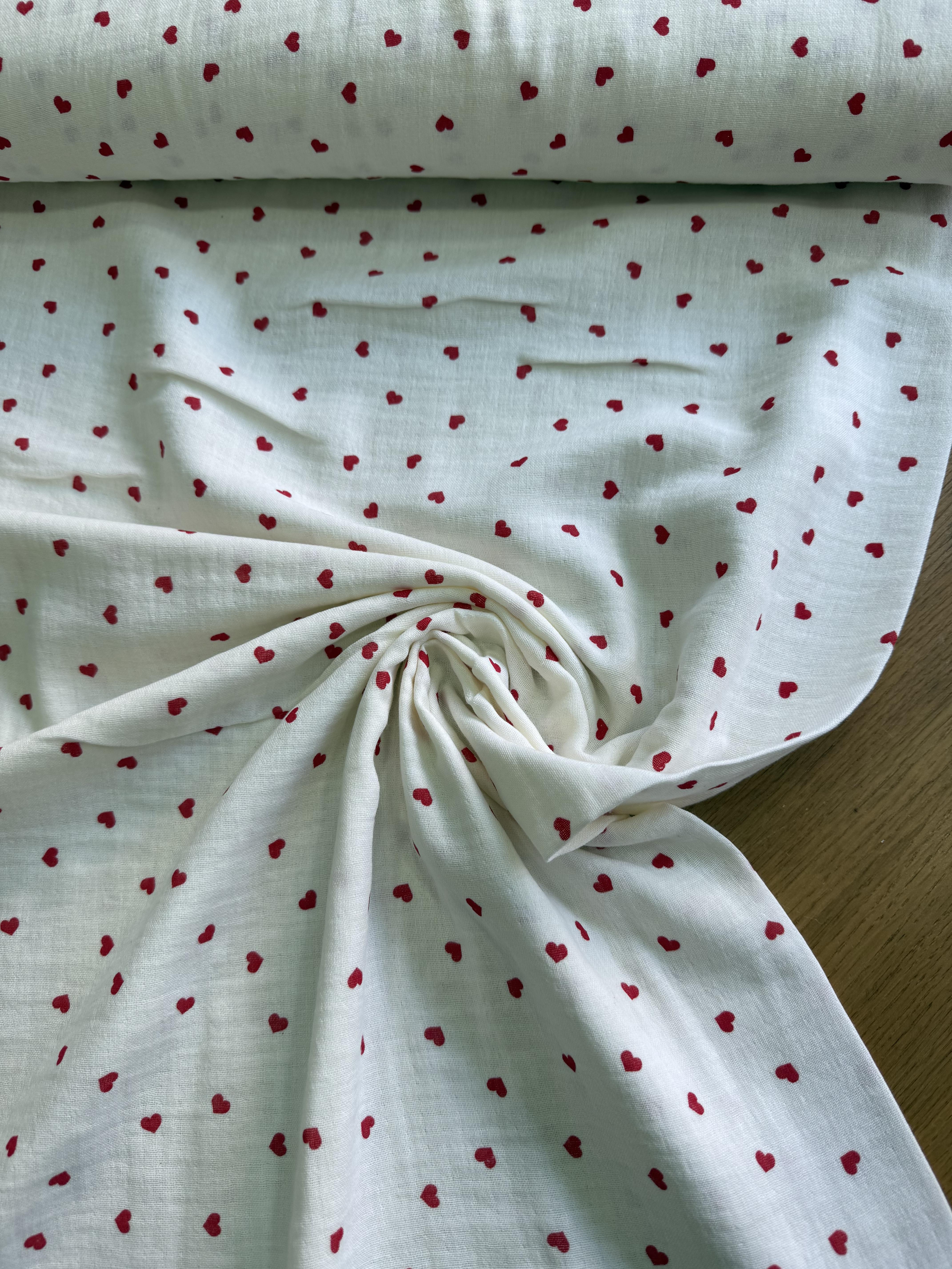 KÜÇÜK KIRMIZI KALP MUSLİN-ÇİFT KAT
