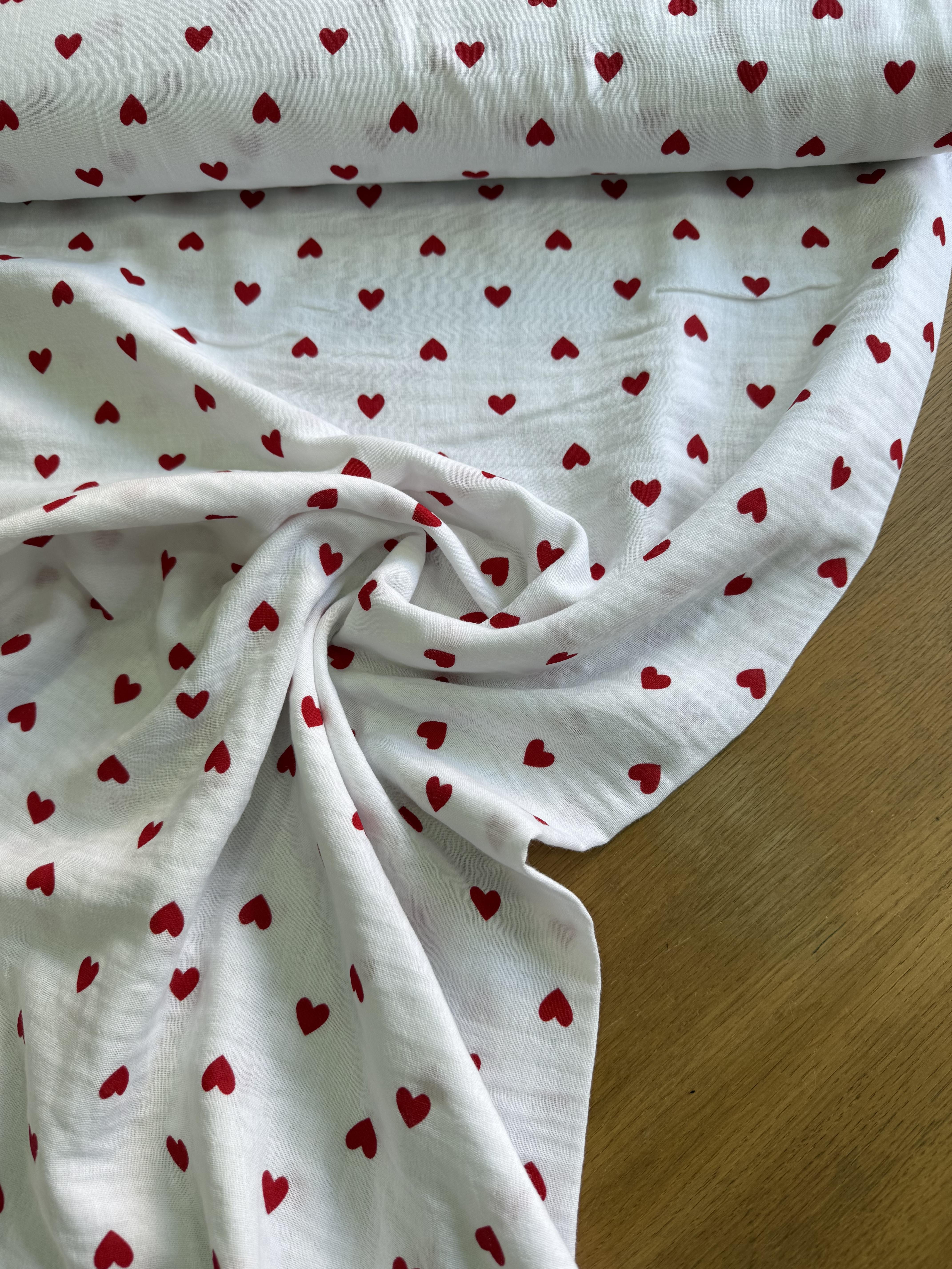 KIRMIZI KALP MUSLİN-ÇİFT KAT