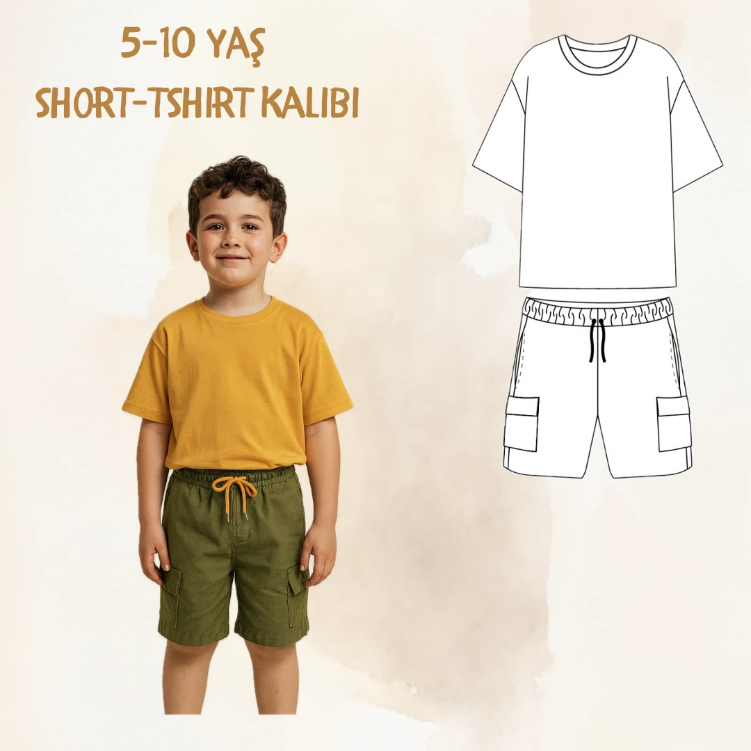 ERKEK ÇOCUK TİŞÖRT-ŞORT KALIBI (5-10 YAŞ)