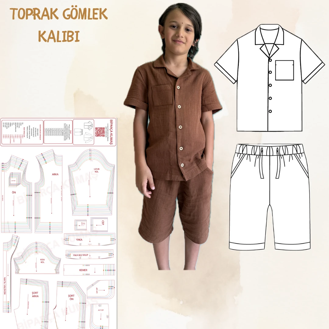 TOPRAK ERKEK ÇOCUK GÖMLEK-ŞORT KALIBI