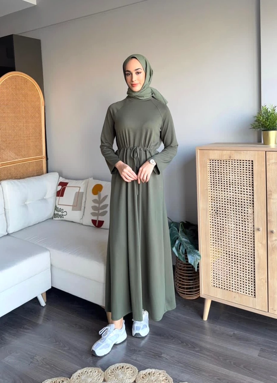 Kuşaklı Oysho Elbise - Haki