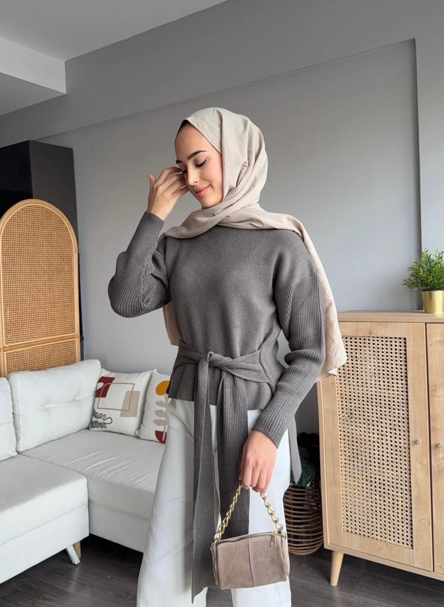 TB Bağlamalı Kazak - Gri