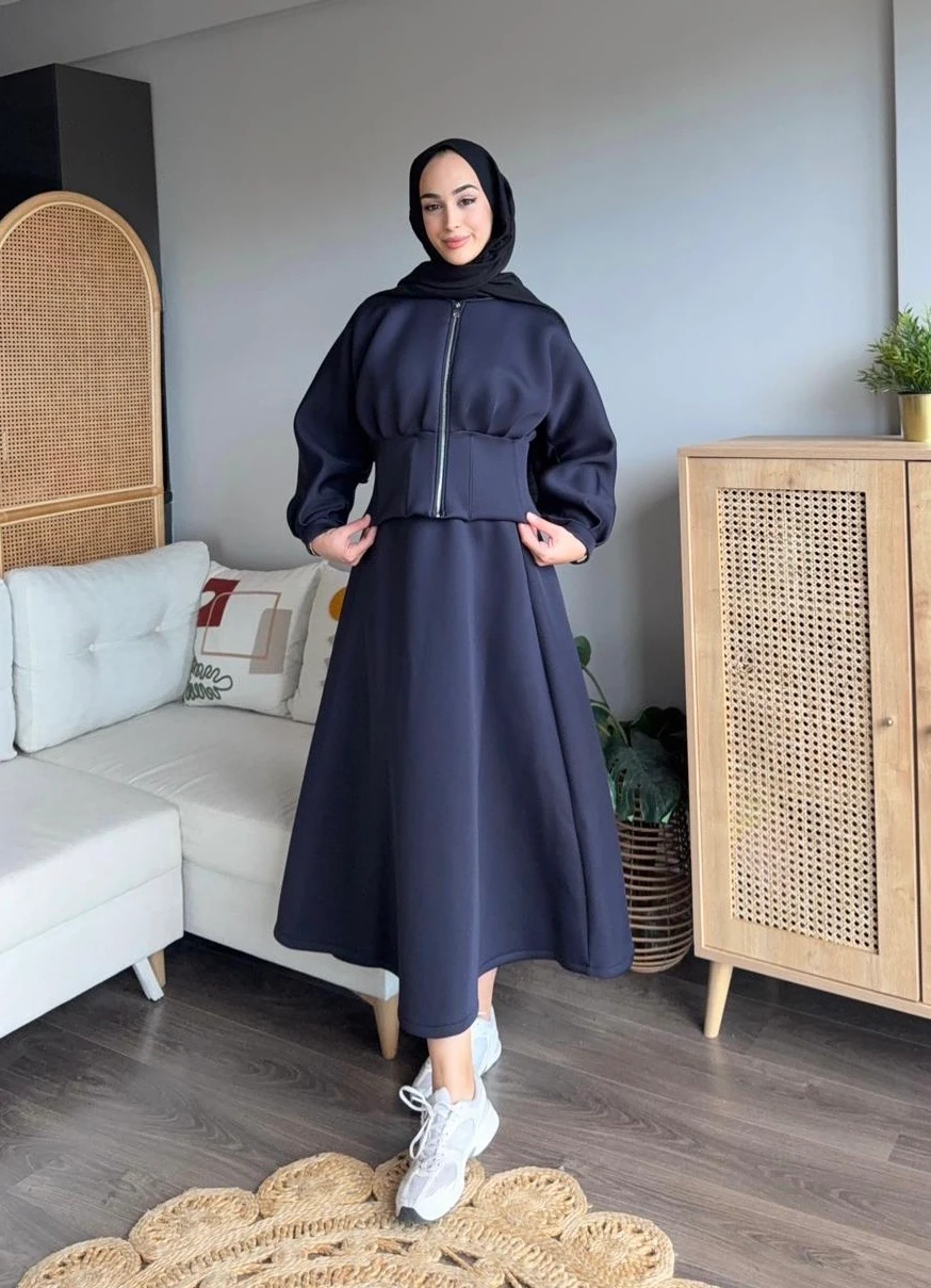 TB Fermuarlı Etekli Takım - Lacivert