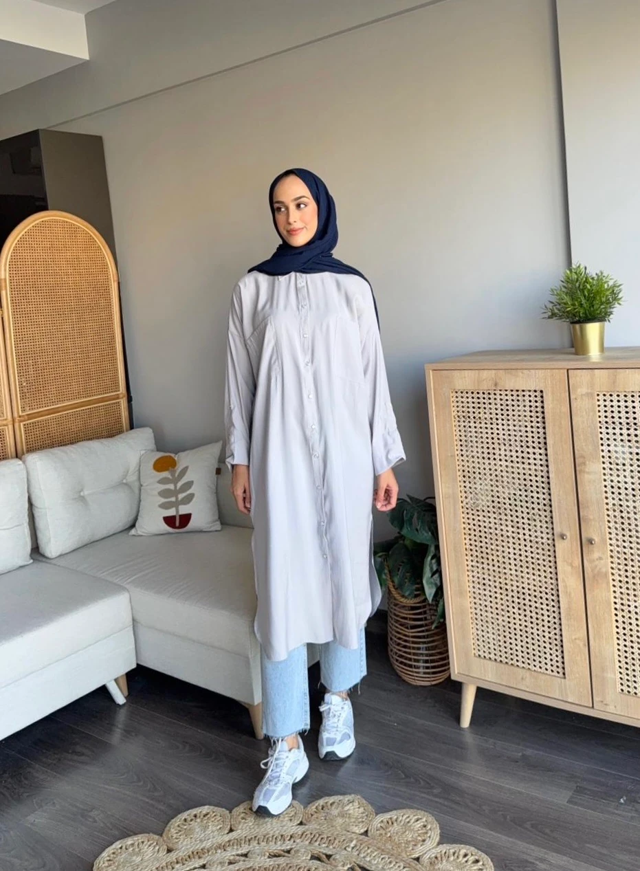 Uzun Modal Gömlek - Gri