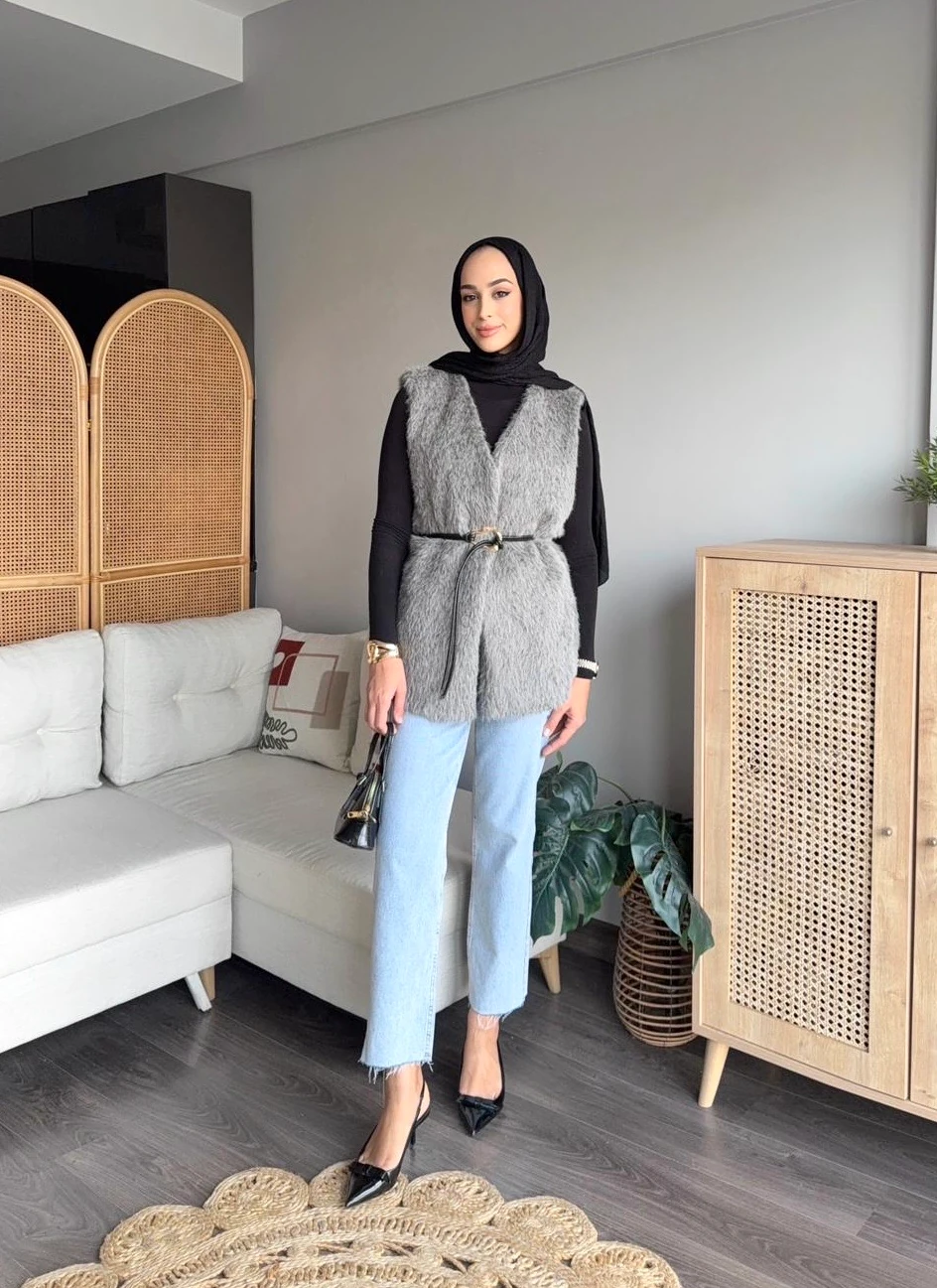 SG Kürk Yelek - Gri