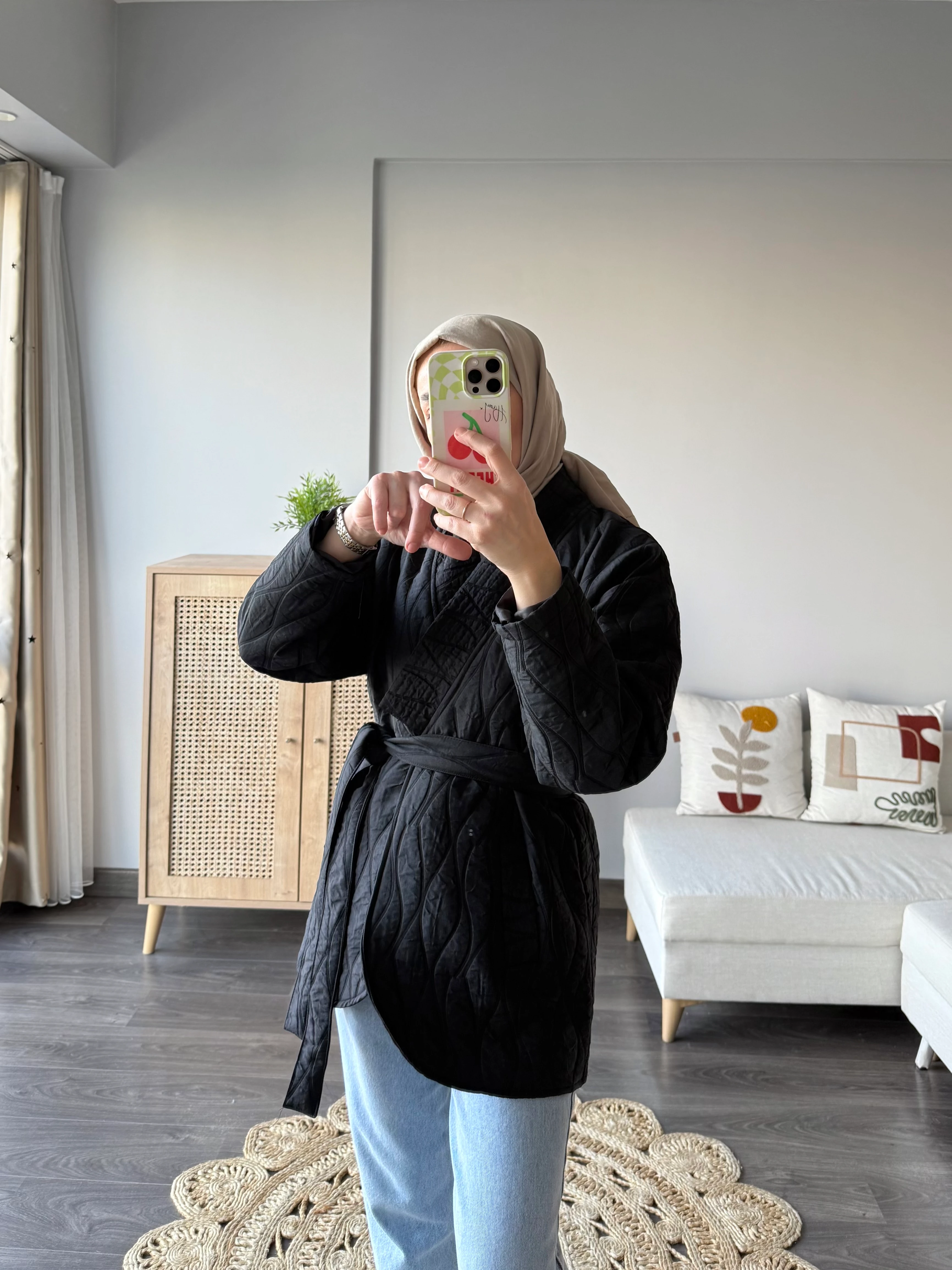 ES Kapitone Kimono  - Siyah