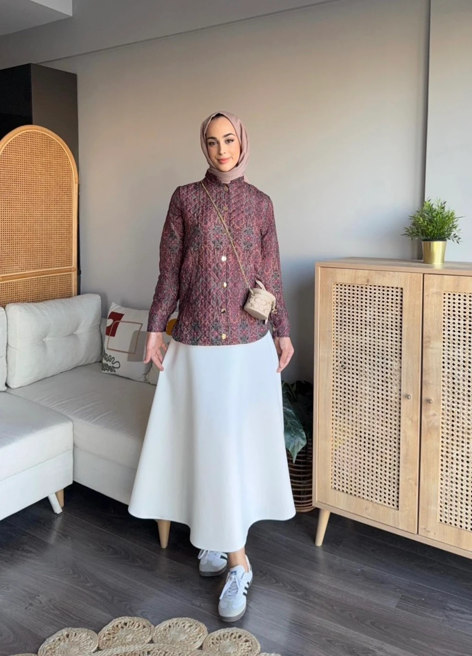 Etnik Kapitone Ceket - Bordo