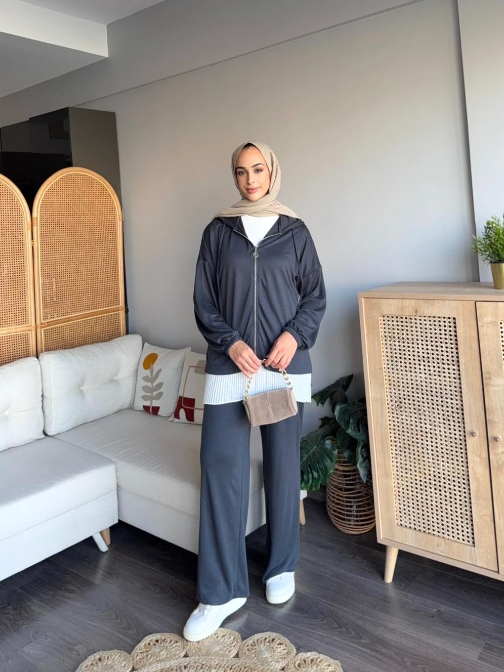 VV Fermuarlı Eşofman Takımı - Antrasit