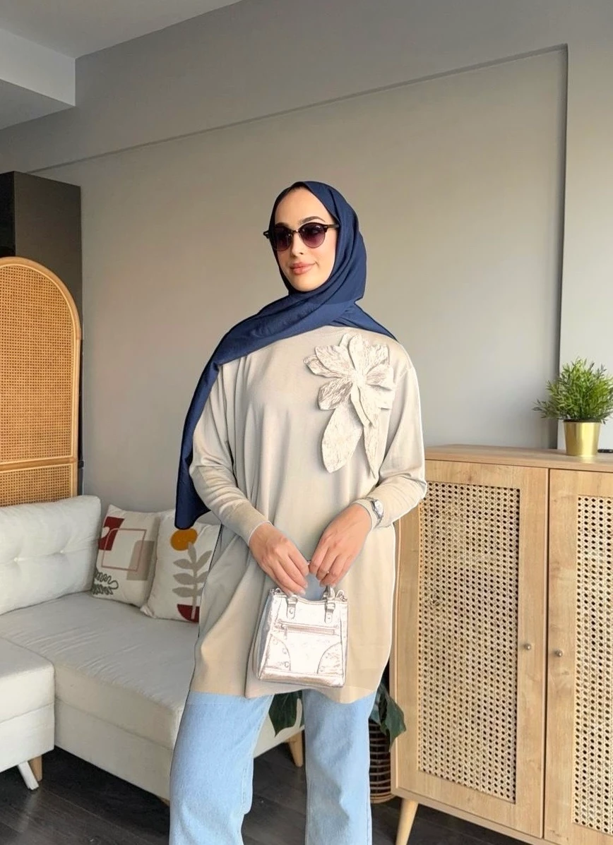 Zambak Merserize Tunik - Ekru