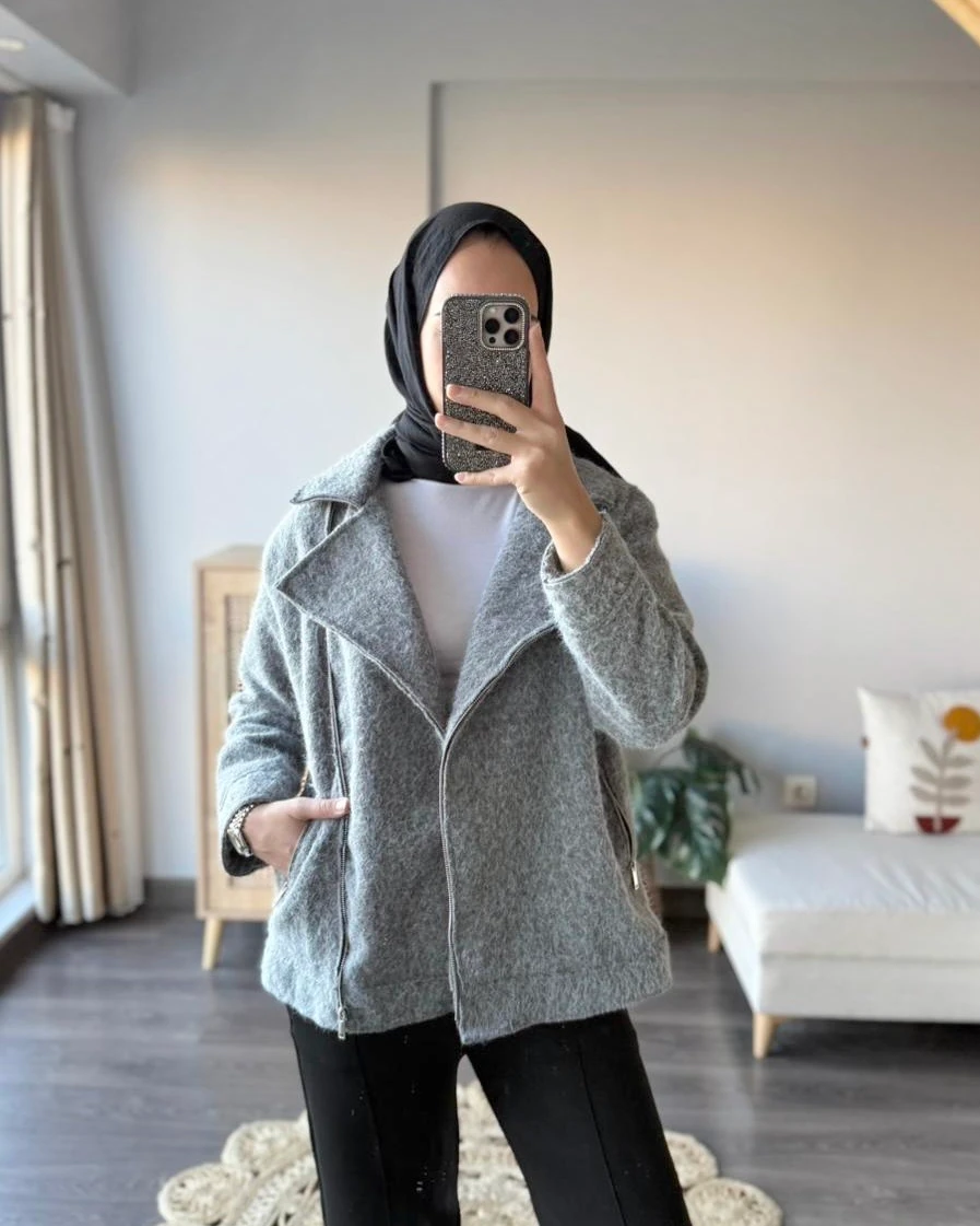 Kışlık Bomber Ceket - Gri