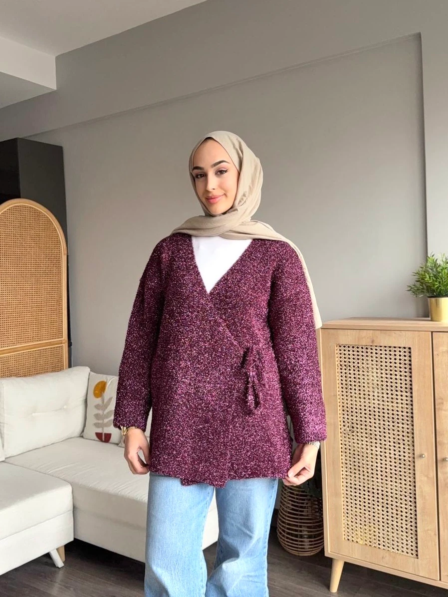 Simli Tiriko Kimono - Bordo