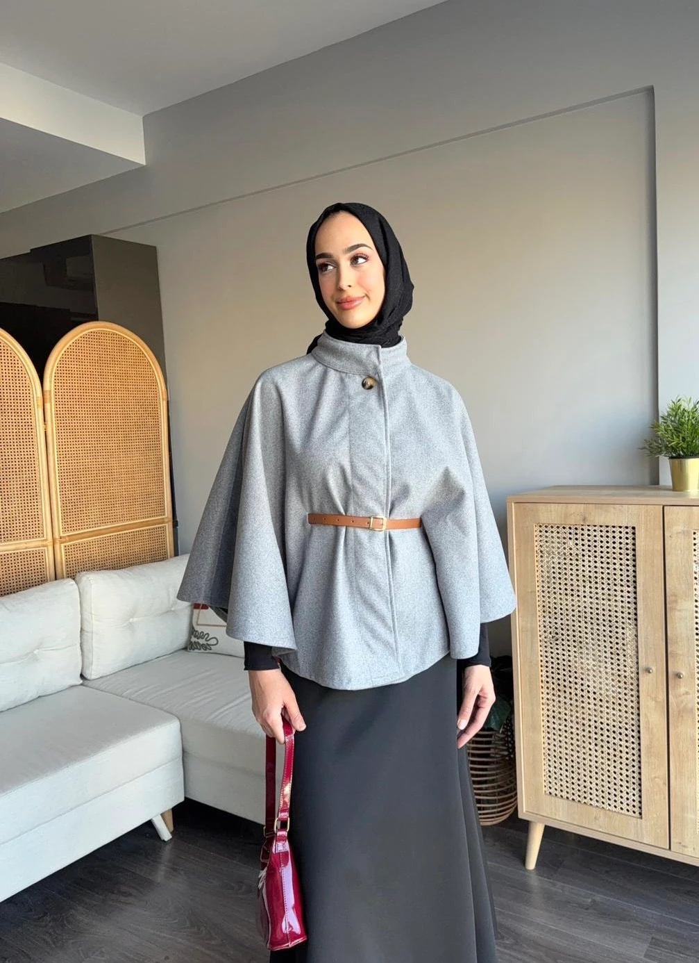 HT Kaşe Pelerin - Antrasit