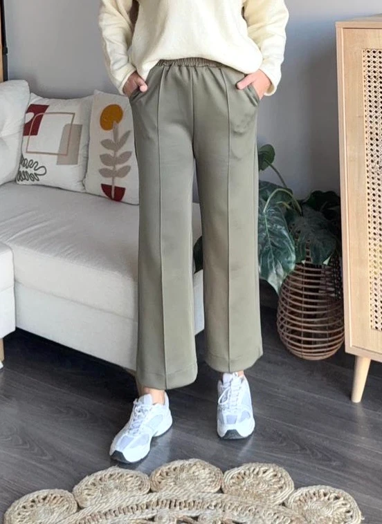 Dikişli Scuba Pantolon - Haki