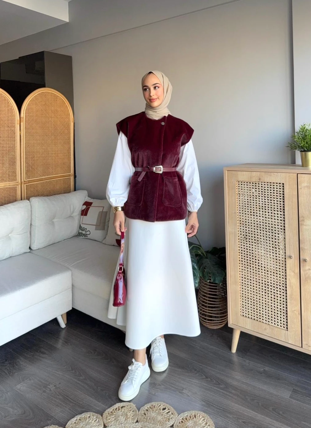 Alpaka Yelek - Bordo