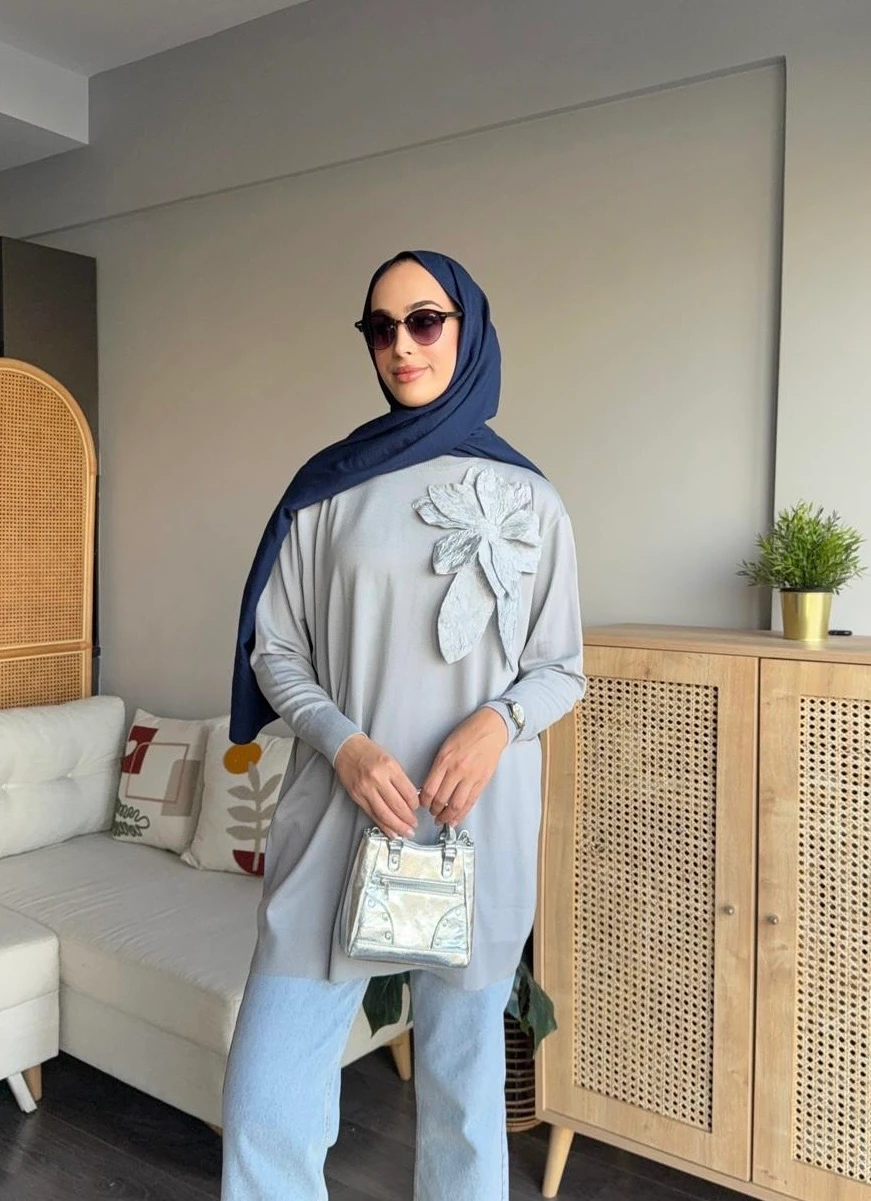 Zambak Merserize Tunik - Gri