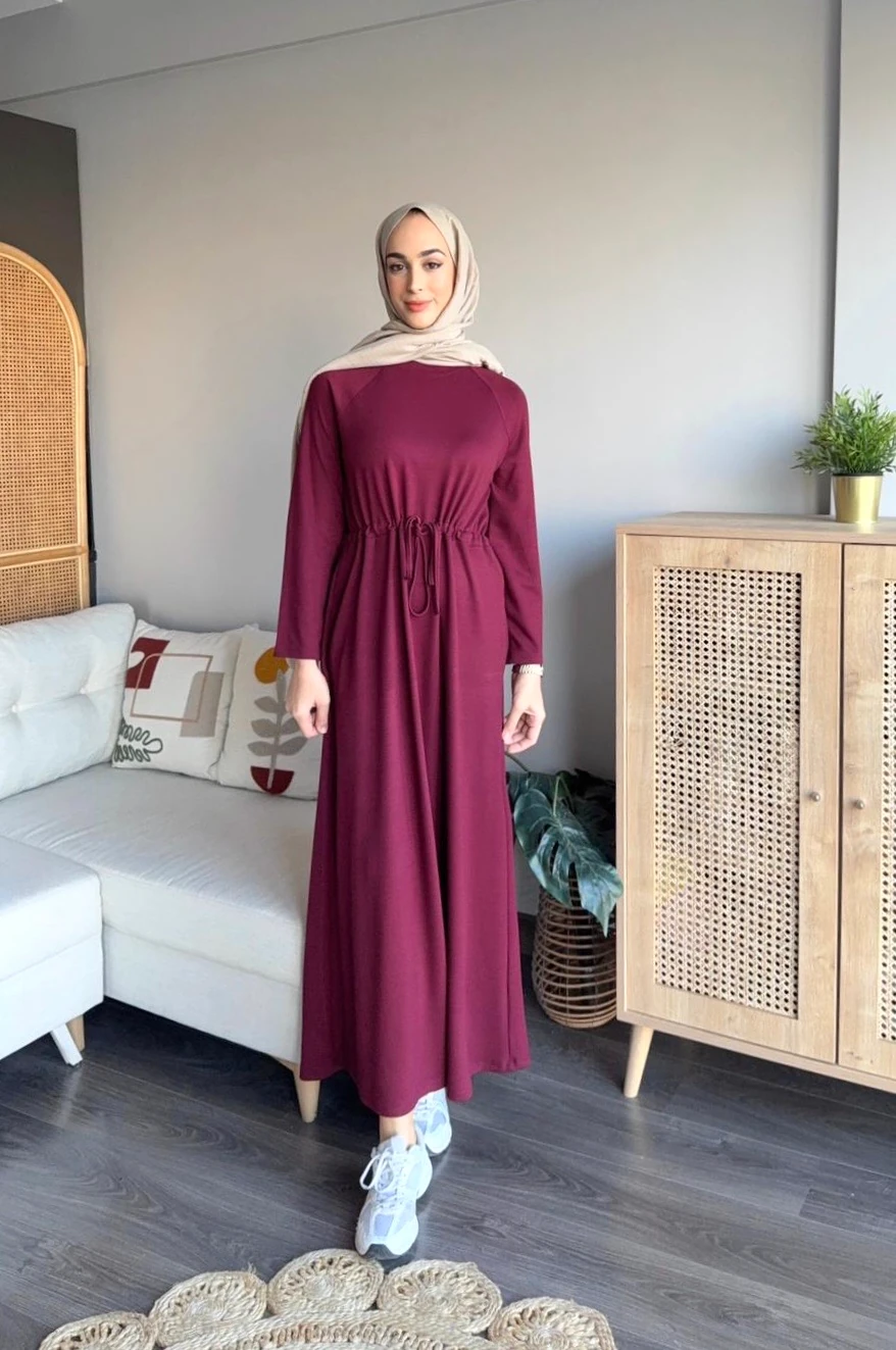 Kuşaklı Oysho Elbise - Bordo