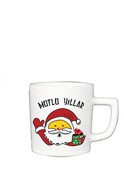 Viva Seramik Yılbaşı Noel Baba Desenli Kulplu Double Fincan 