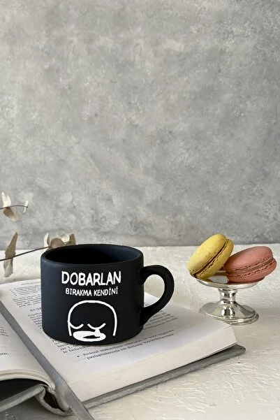 Vivas Dobarlan Siyah Küçük Kupa Bardak Kahve Kupası Kupa Bardak Kahve Fincanı Espresso Fincanı