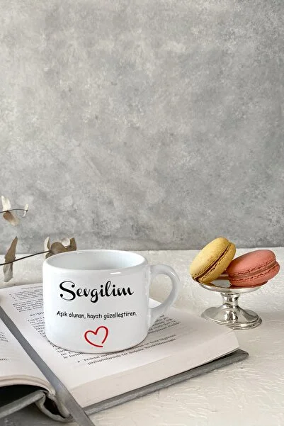 Vivas Sevgilim Beyaz Küçük Kupa Kahve Fincanı Espresso Fincanı