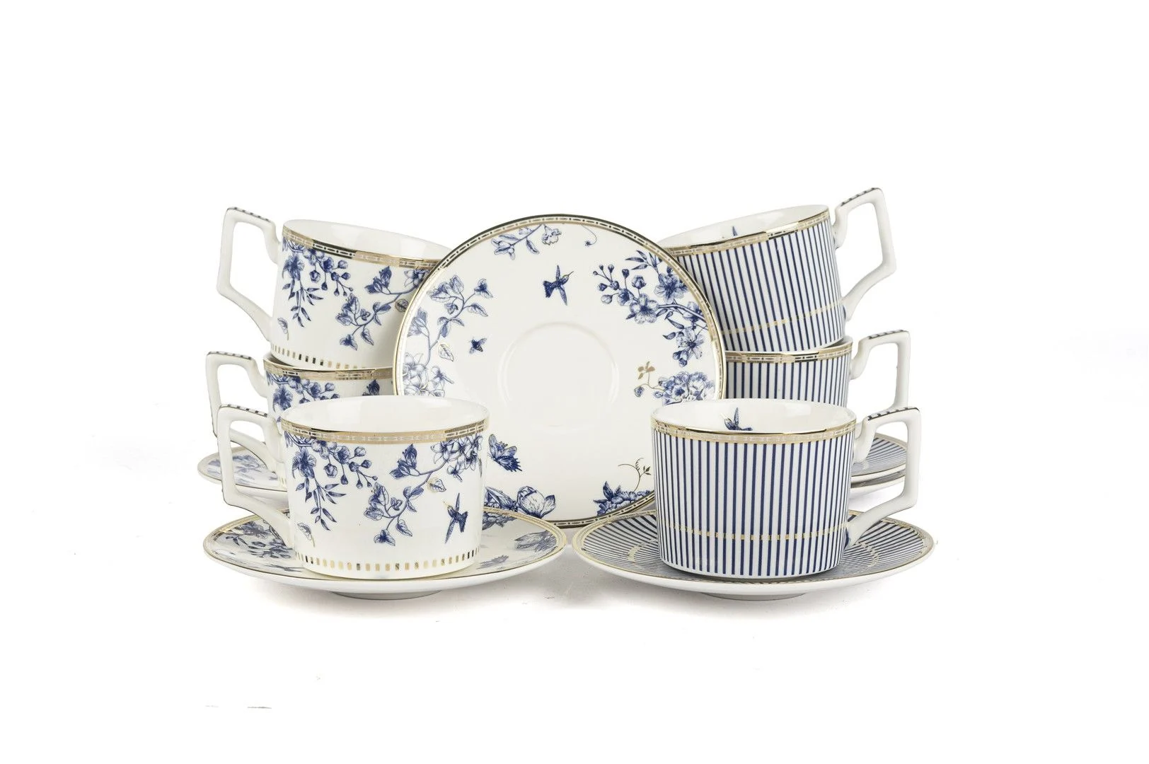 Fili e Fiori Mavi Beyaz 6lı Kahve Fincanı 90cc