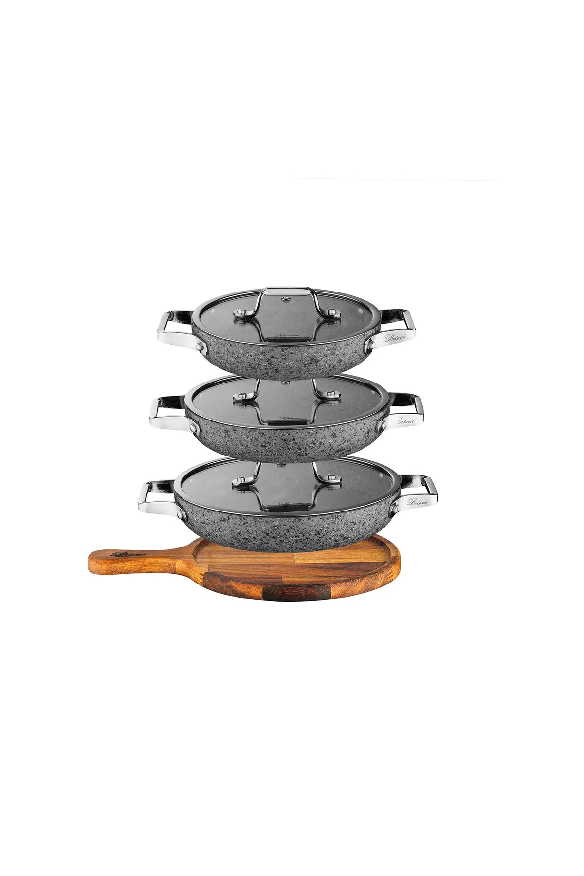 Stone-H 7 Parça Çizilmez Yanmaz Yapışmaz 18cm 20cm 22cm 3'lü Sahan Omlet Seti