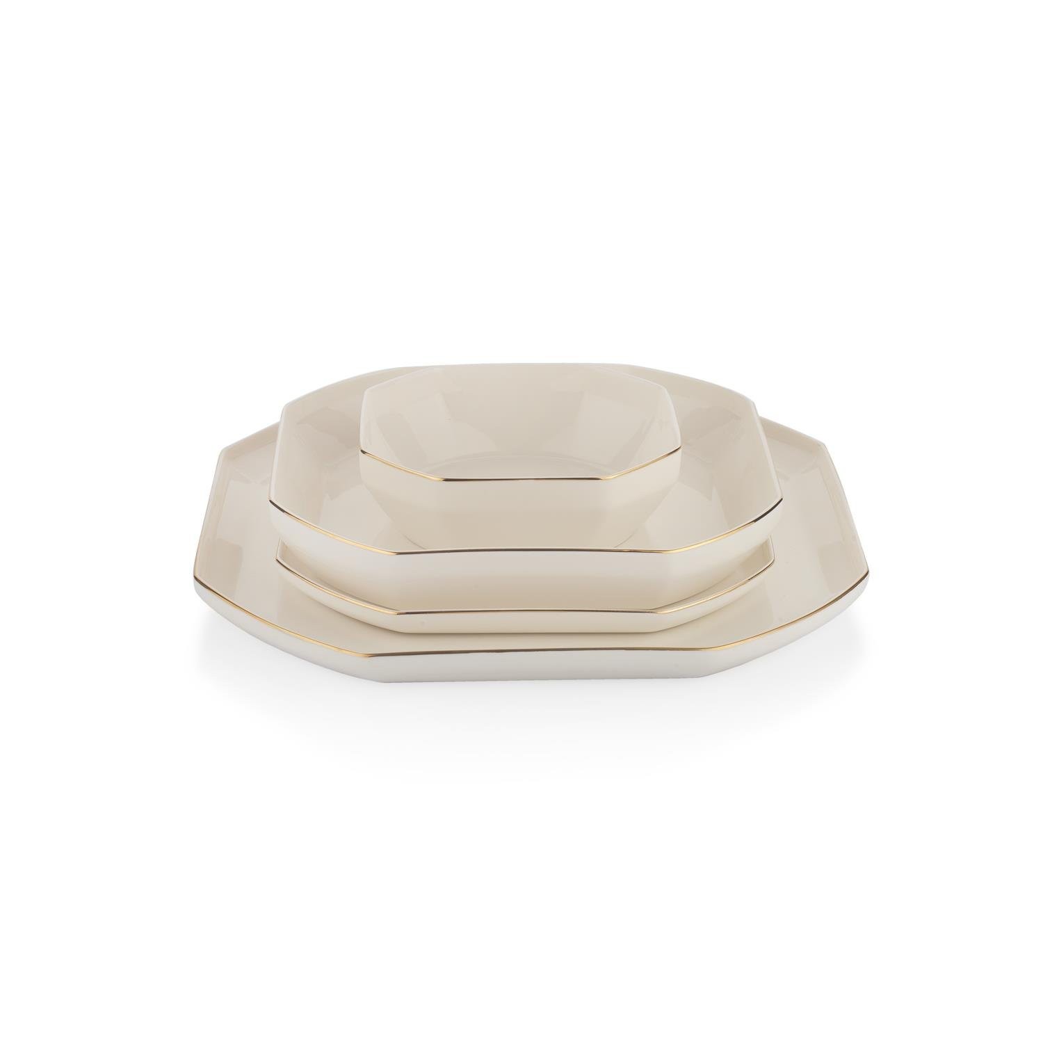 Graceful Bone Yemek Takımı 56 Parça-Gold